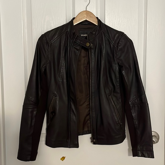 Mango Brown Leather Jacket in XXS - Picture 1 of 2